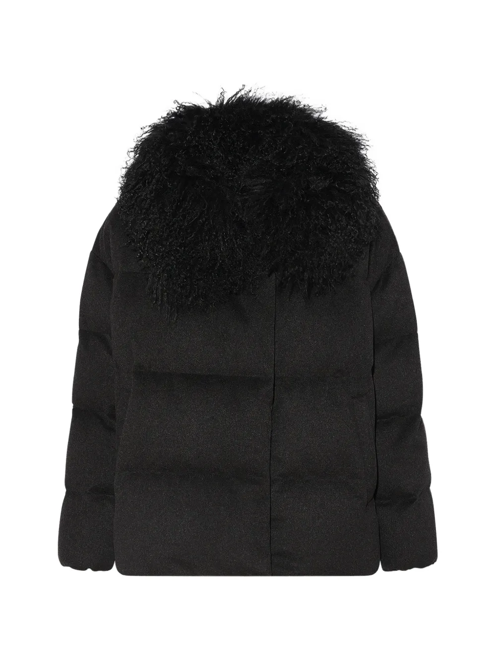 Yves Salomon Cappotto imbottito con colletto in shearling - Nero