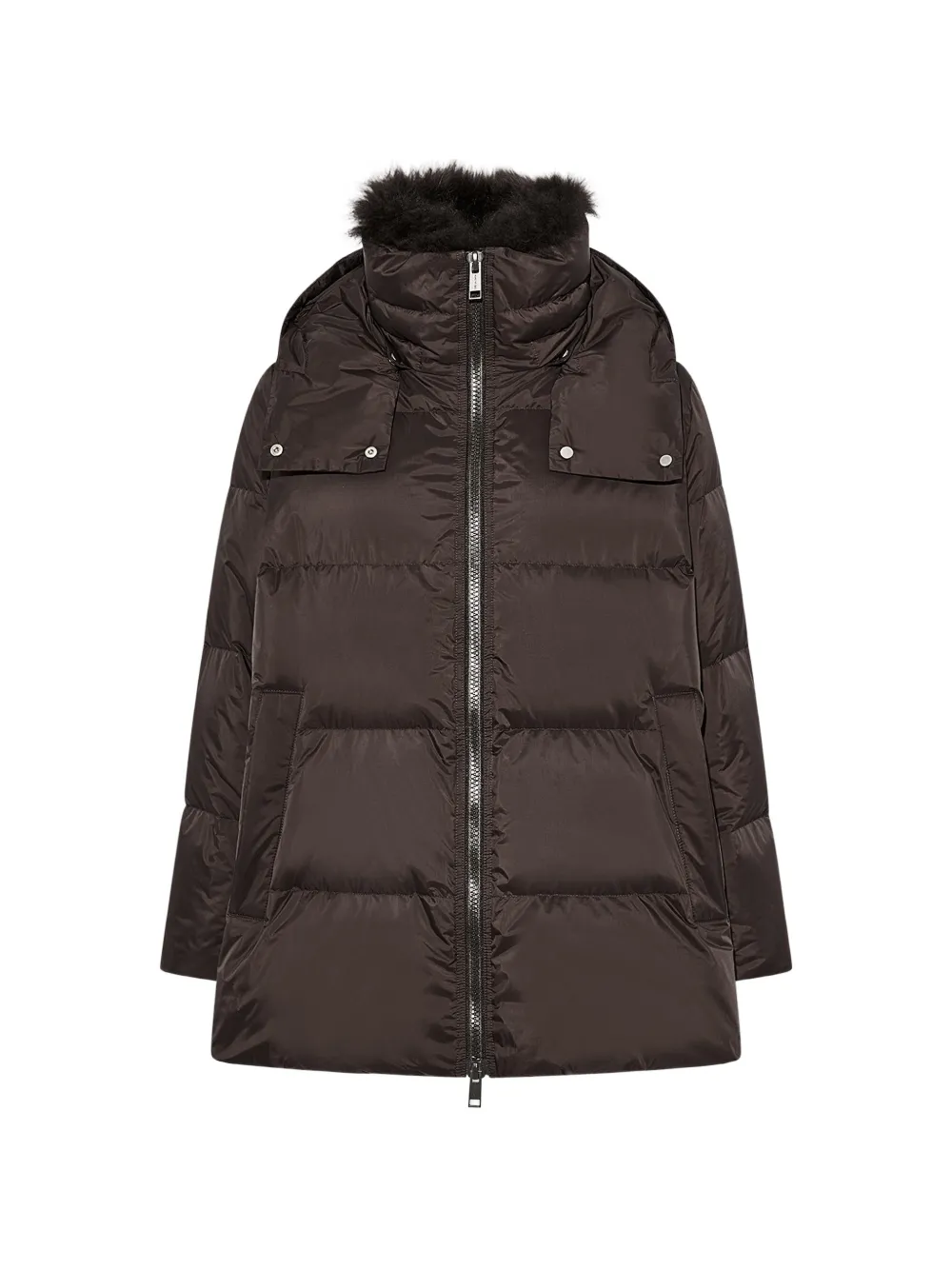 Yves Salomon A-line hooded puffer jacket - Marrone
