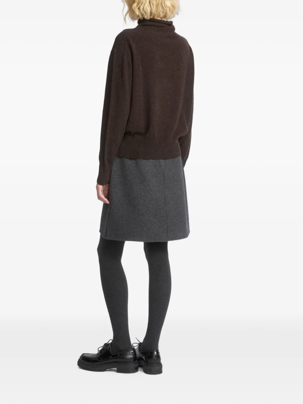 Yves Salomon Leather-patch A-line Mini Skirt in Grey, view 2