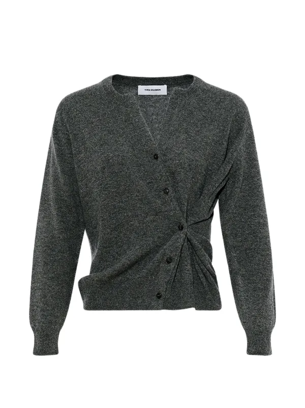 Yves Salomon Asymmetric-button Cashmere Cardigan in Grey