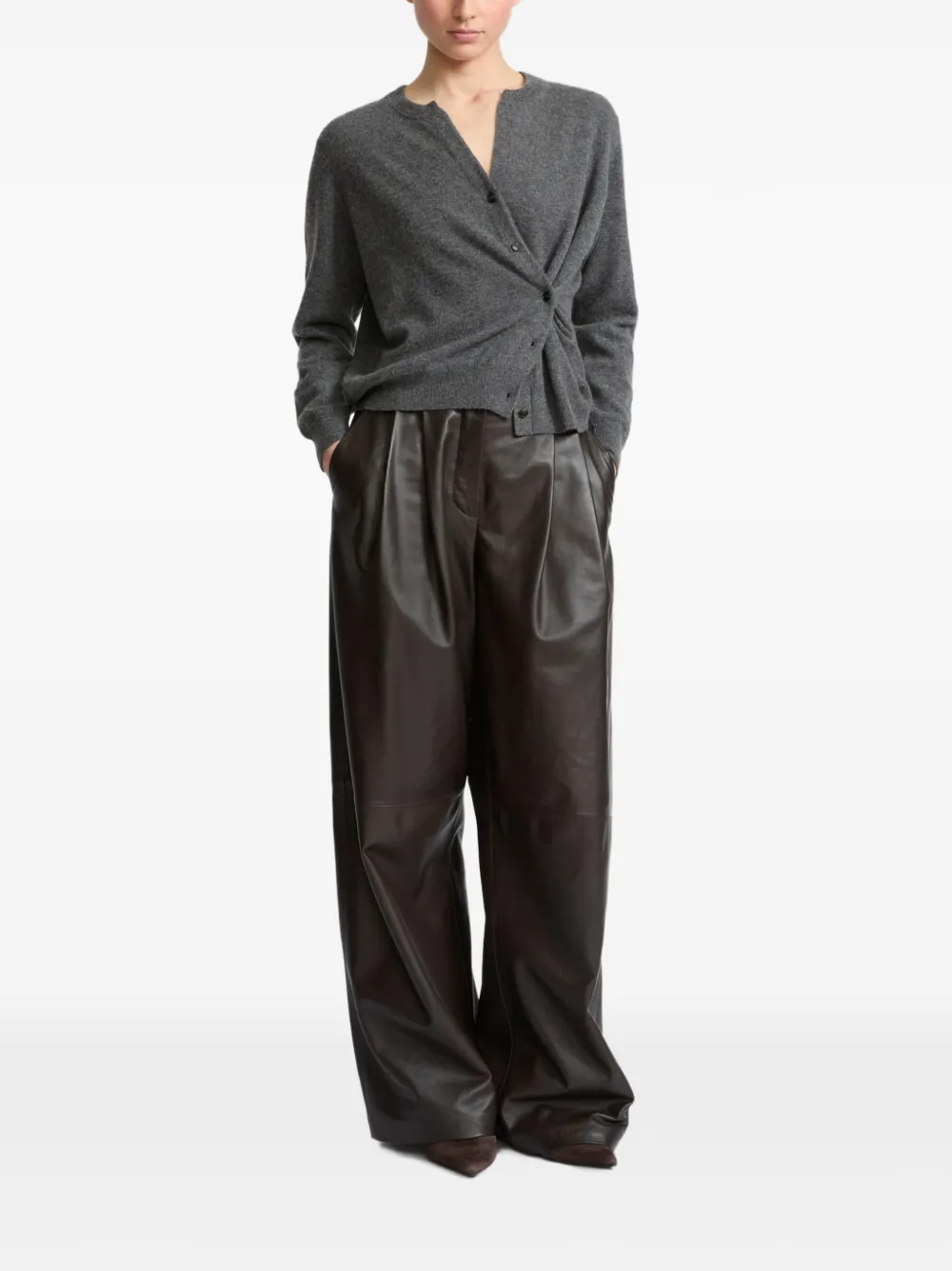 Yves Salomon Kasjmier vest met asymmetrische knoop Grijs