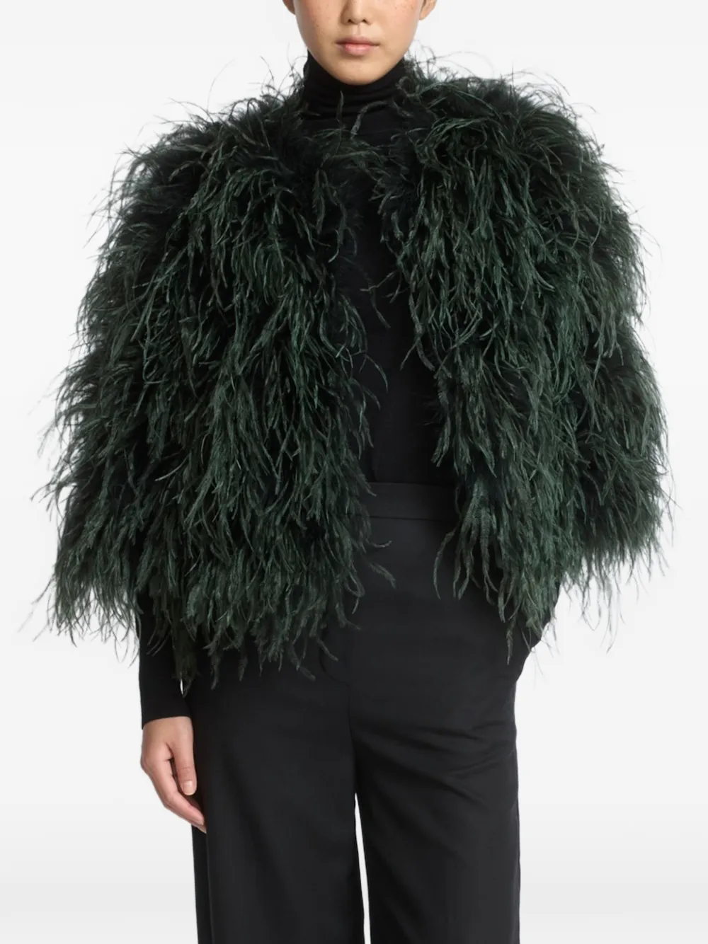 Yves Salomon feather-embellished jacket - Vert Yves Salomon feather-embellished jacket - Vert