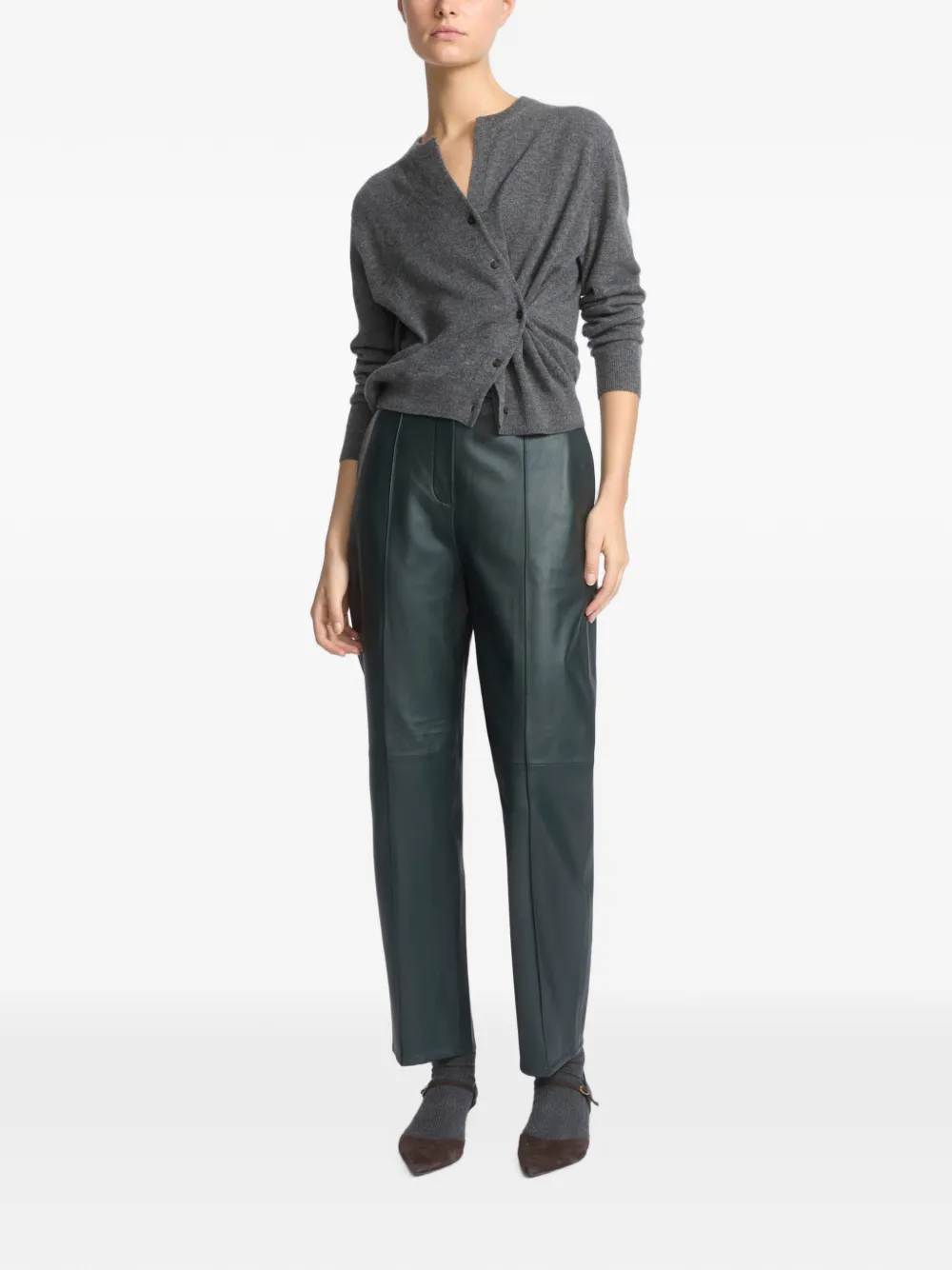 Yves Salomon Pantalon van lamsleer Groen
