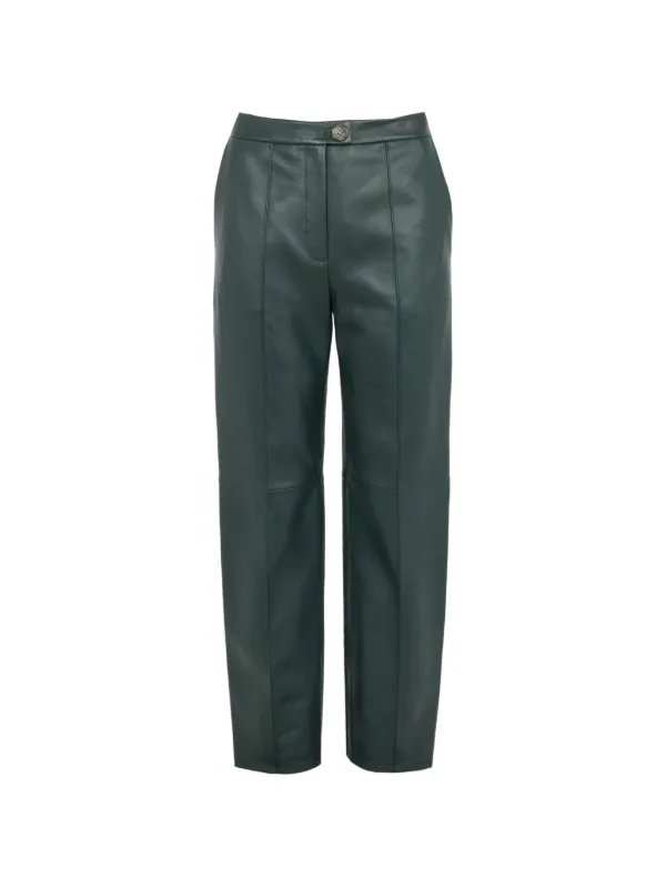 Yves Salomon Tailored Lambskin Trousers in Green