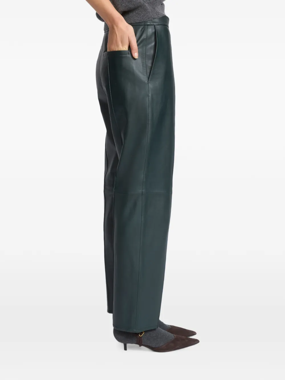 Yves Salomon Pantalon van lamsleer Groen