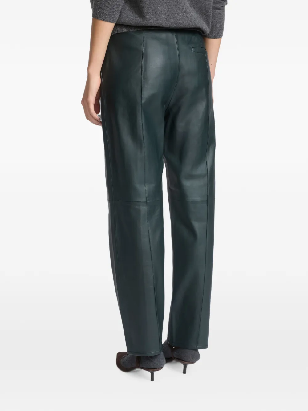 Yves Salomon Pantalon van lamsleer Groen