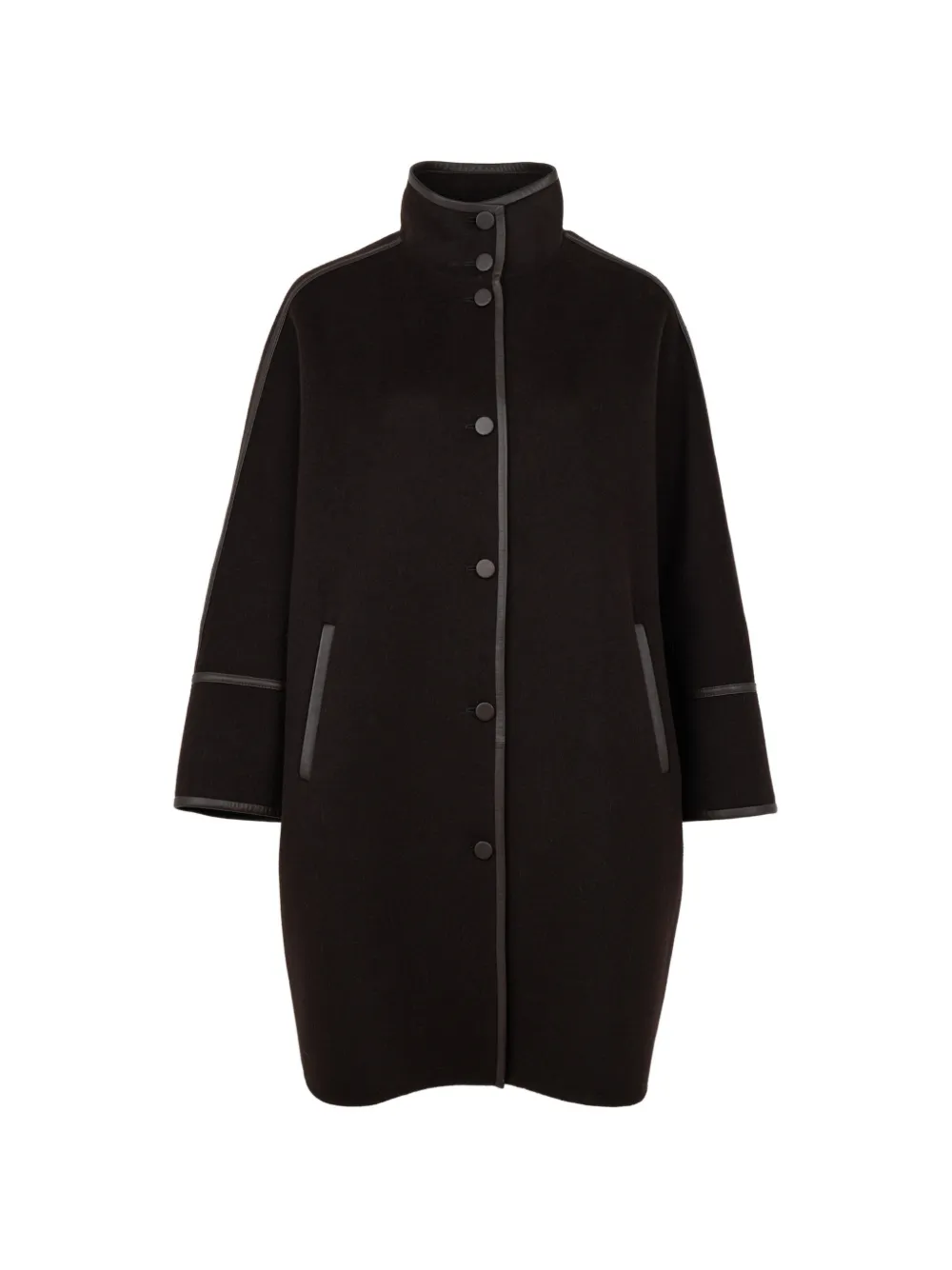 Yves Salomon leather-trim oversized coat - Marrone