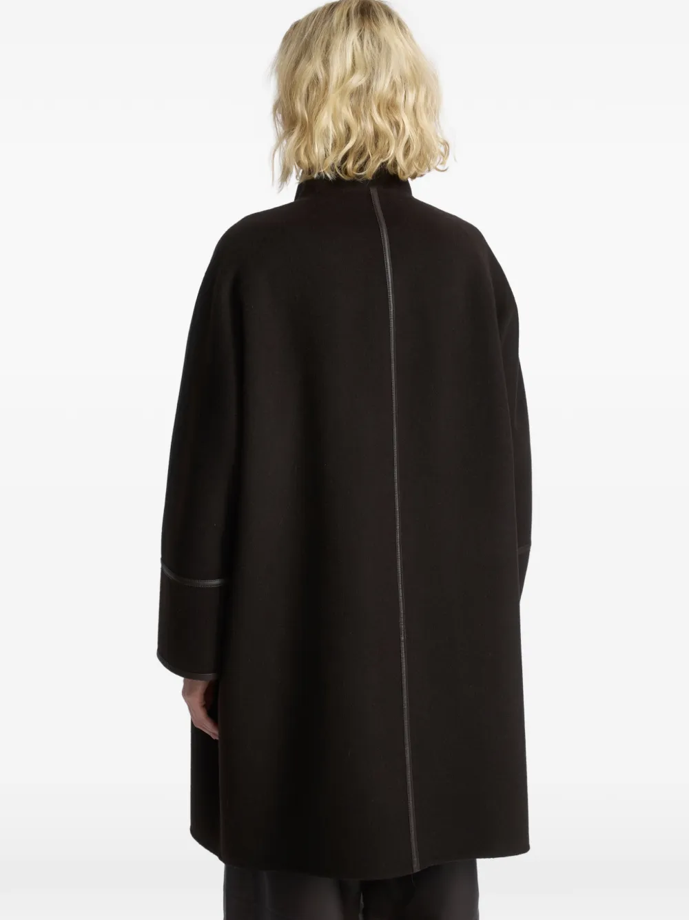Yves Salomon Oversized jas met leren afwerking Bruin