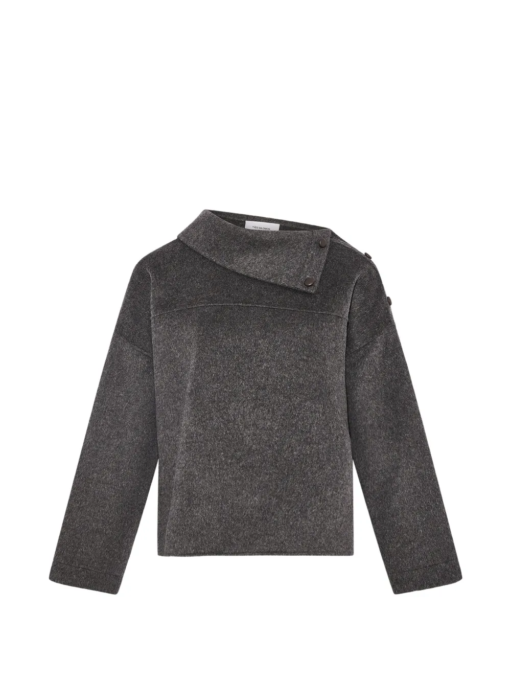 Yves Salomon button-shoulder funnel-neck blouse - Grey