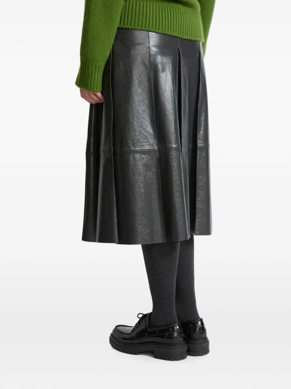 Yves Salomon Leren midi-rok Zwart