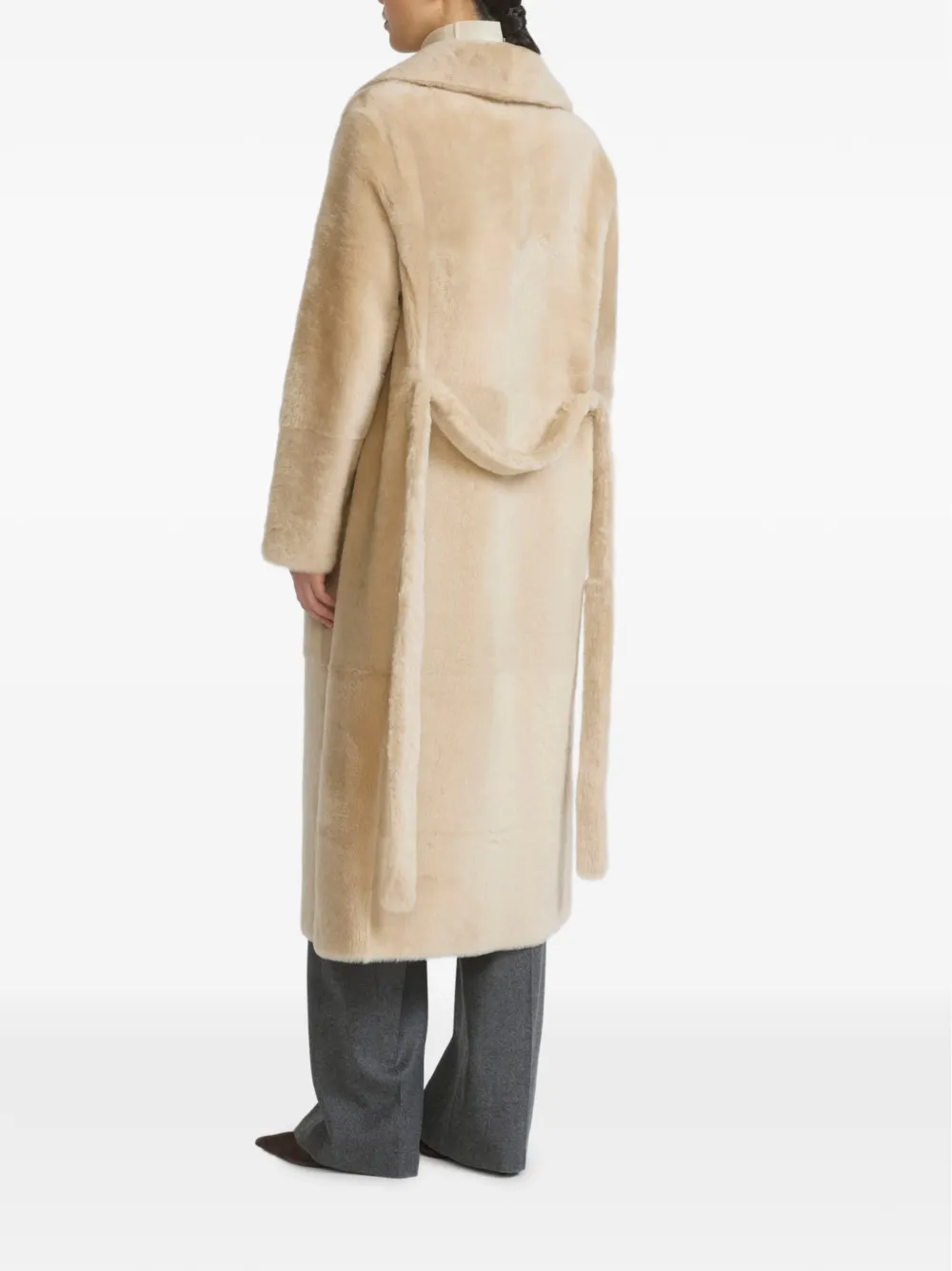 Yves Salomon Mantel met ceintuur Beige