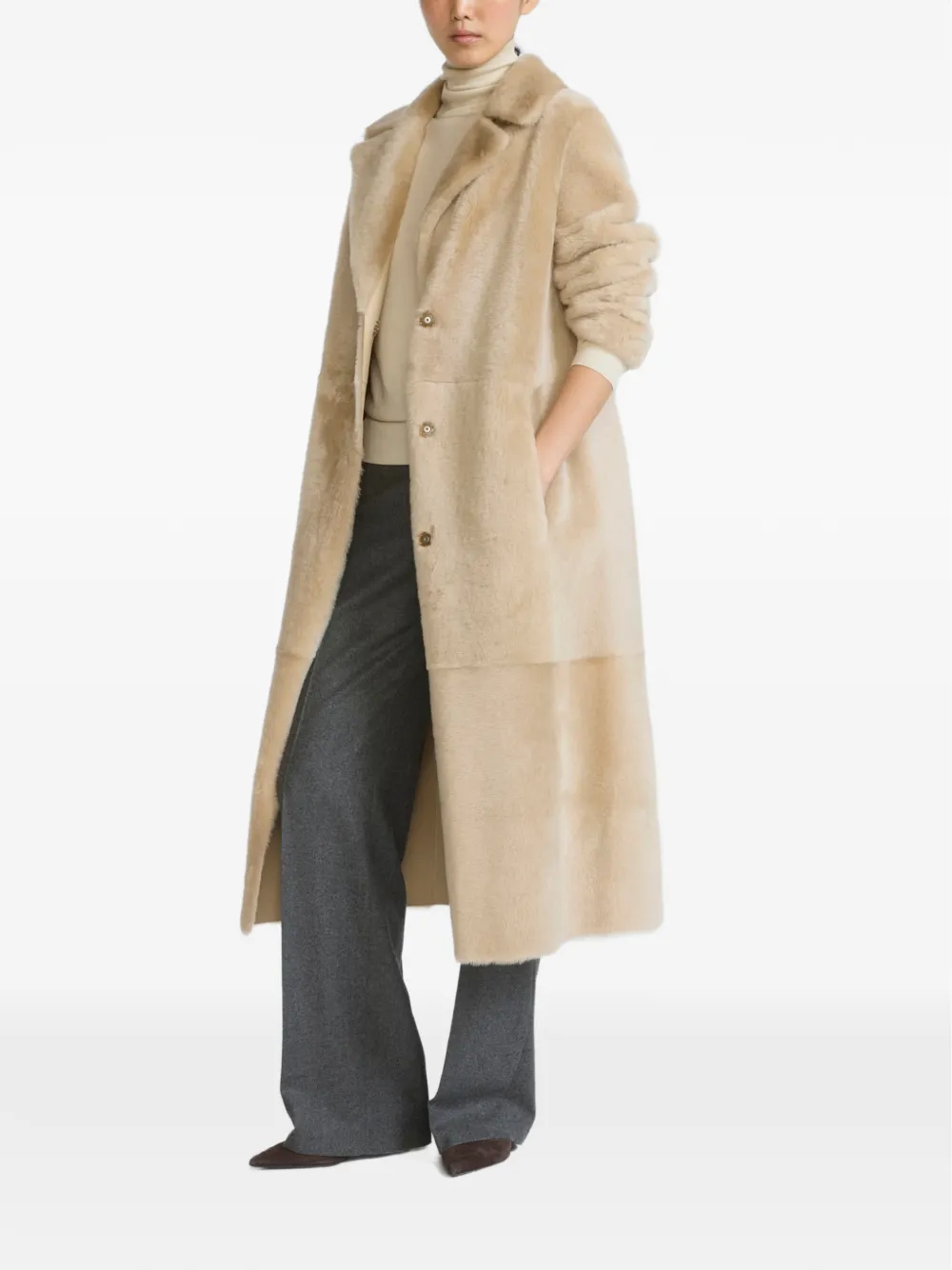 Yves Salomon Mantel met ceintuur Beige