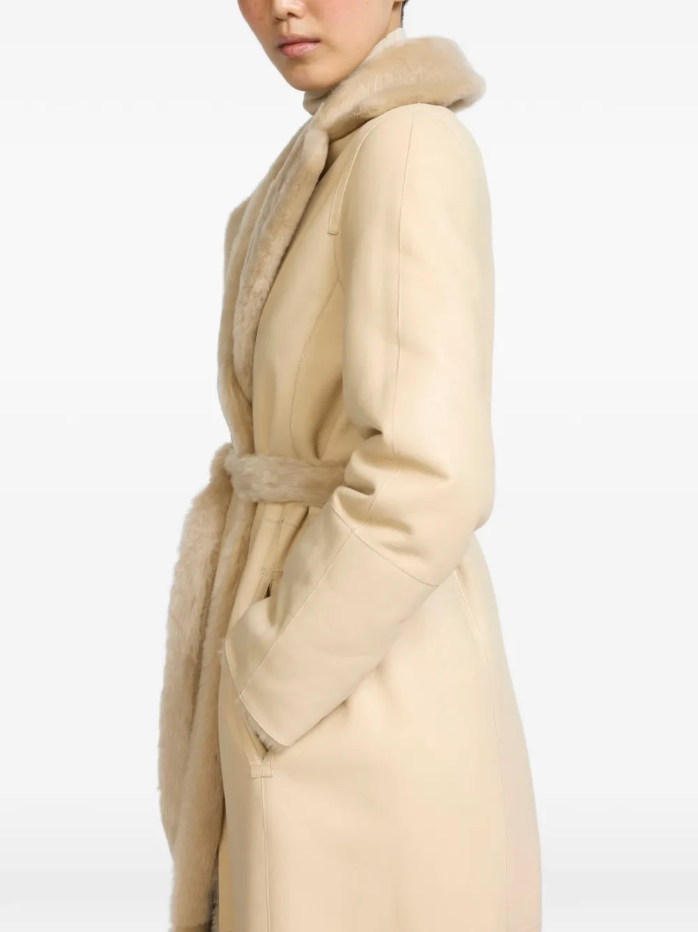 Yves Salomon Mantel met ceintuur Beige