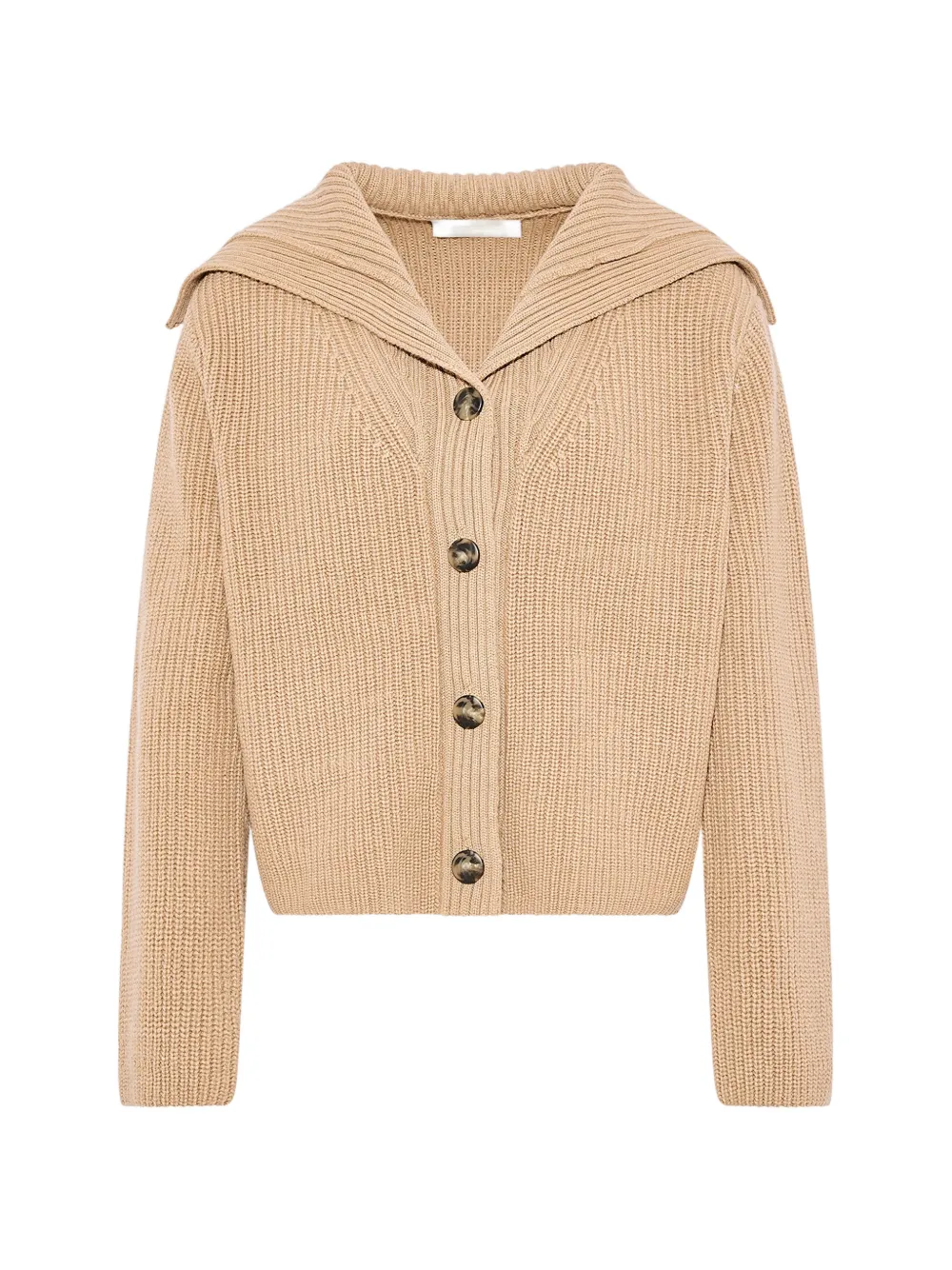 Yves Salomon ribbed-knit sailor-collar cardigan - Nude