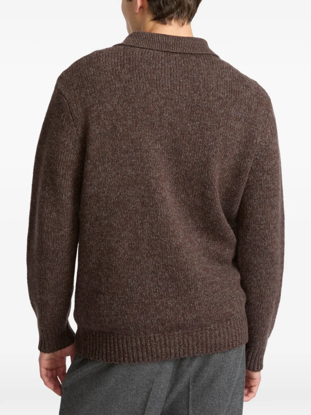 Yves Salomon Poloshirt met lange mouwen Bruin