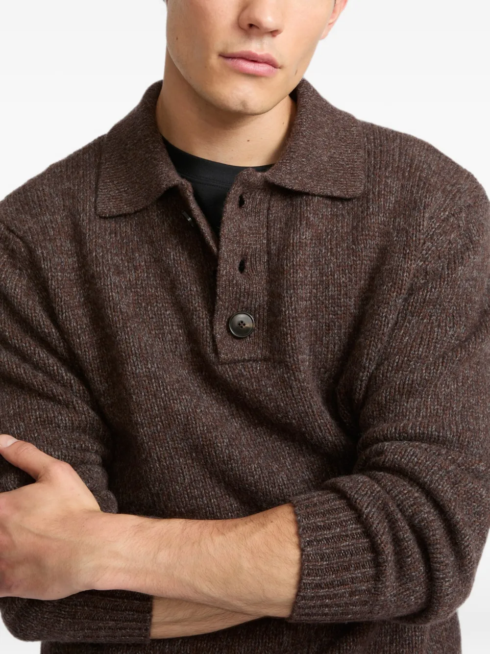 Yves Salomon Poloshirt met lange mouwen Bruin
