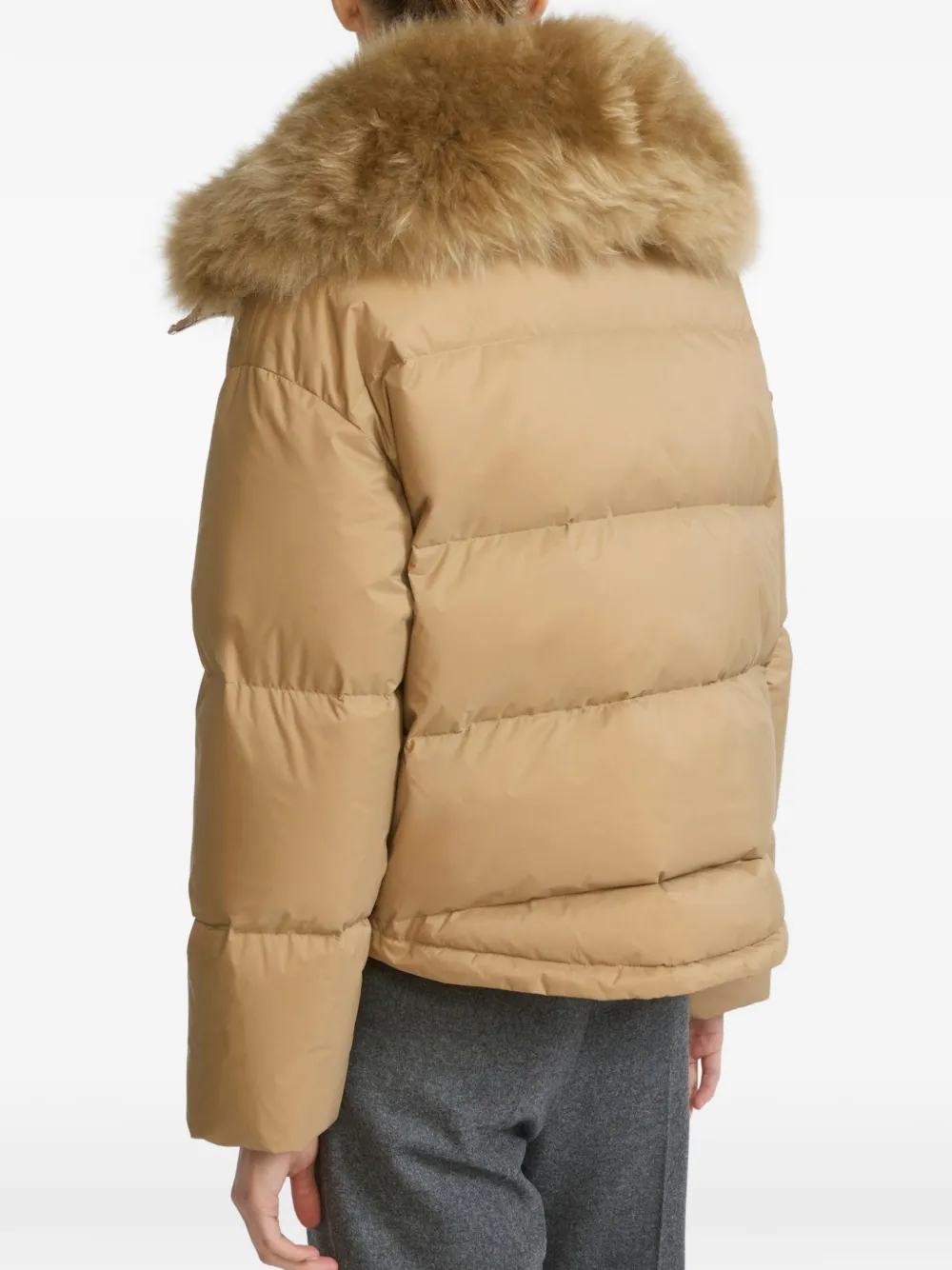Yves Salomon Donsjack met lamswol afwerking Beige