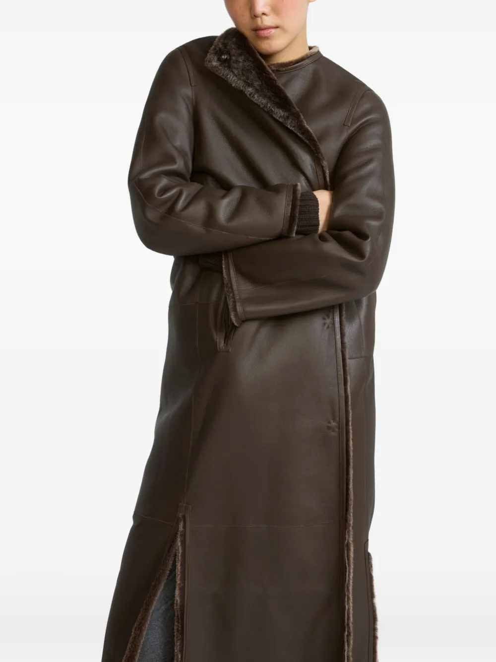 Yves Salomon Lammy coat Bruin