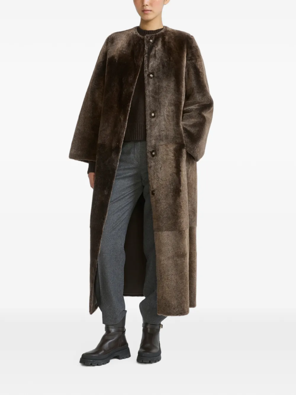 Yves Salomon Lammy coat Bruin