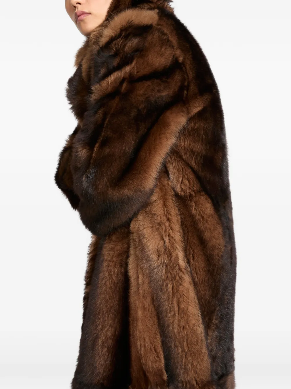 Yves Salomon Lammy coat met bont-effect Bruin