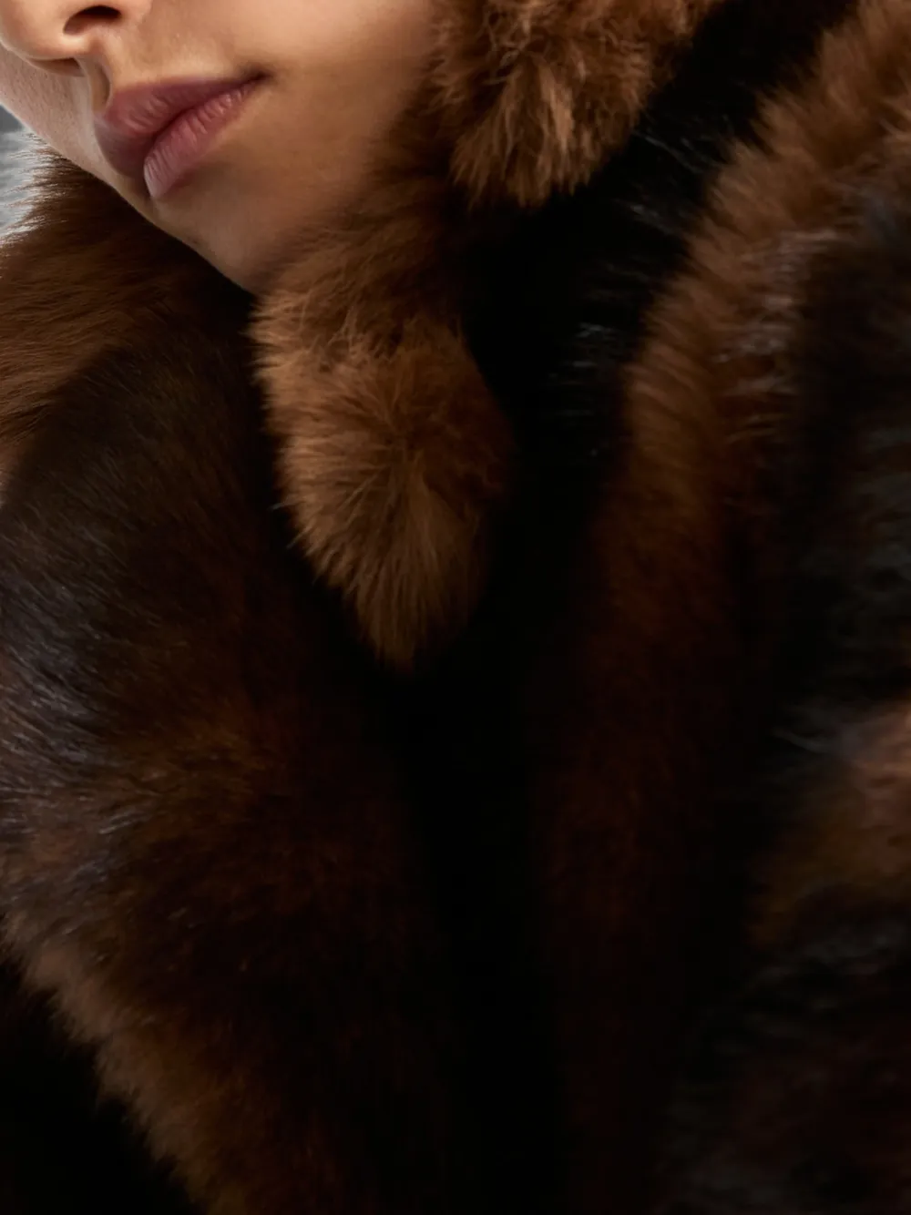 Yves Salomon Lammy coat met bont-effect Bruin
