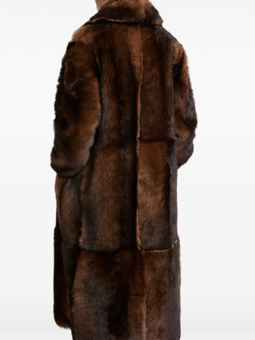 Yves Salomon Lammy coat met bont-effect Bruin