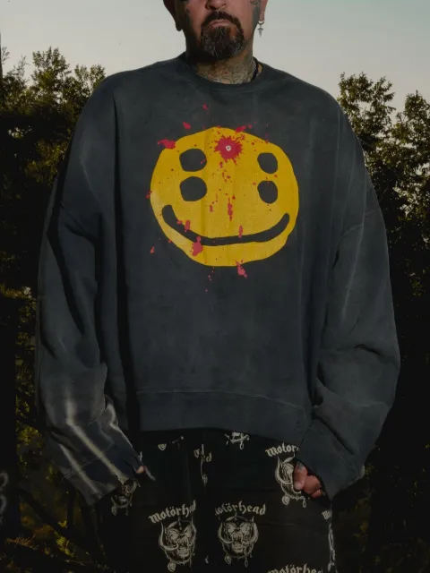 SAINT MXXXXXX Smile graphic-print distressed sweatshirt