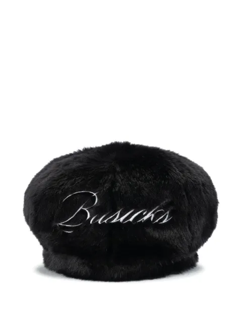 BASICKS faux-fur embroidered-logo beret
