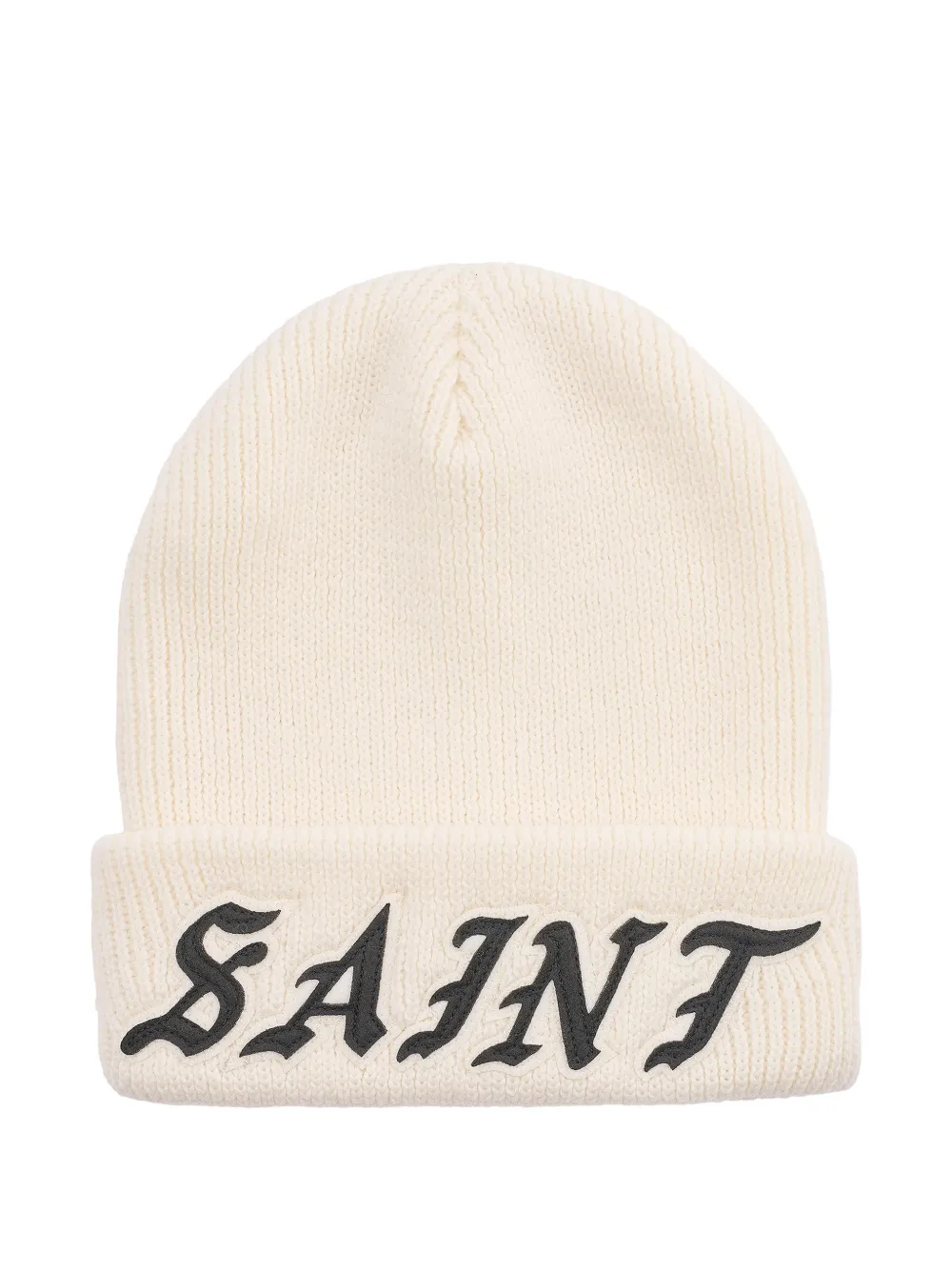 SAINT MXXXXXX logo-embroidered ribbed-knit beanie - Nude