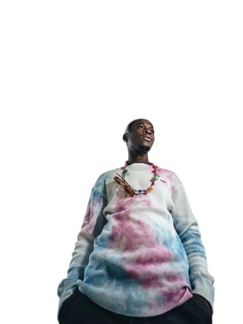 SAINT MXXXXXX Tharmal wafelgebreid T-shirt met tie-dye print Wit