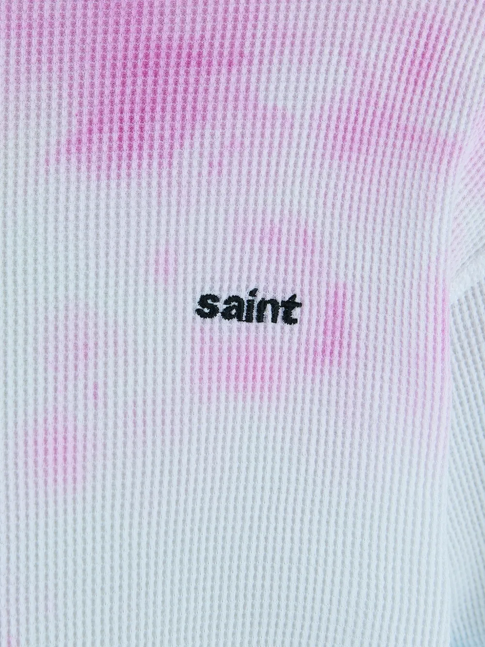 SAINT MXXXXXX Tharmal wafelgebreid T-shirt met tie-dye print Wit