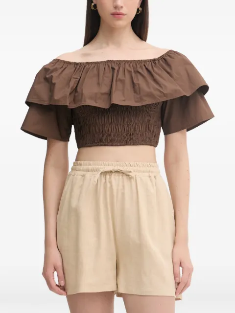 Gaudi flæsetop med off-the-shoulder-snit