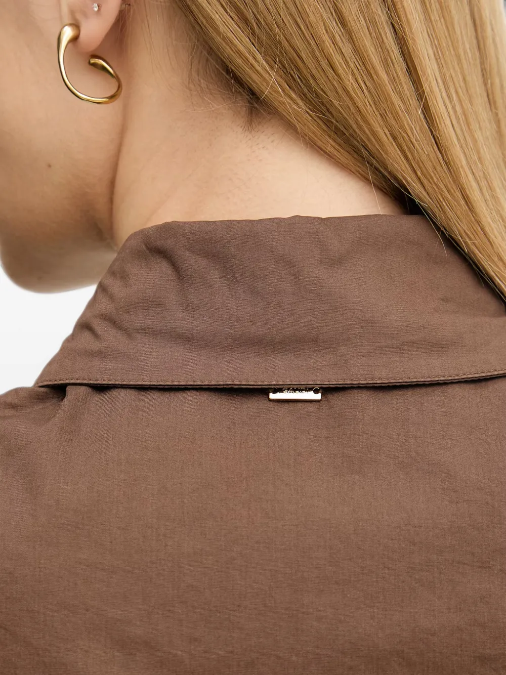 Gaudi Cropped blouse met trekkoordtaille Bruin