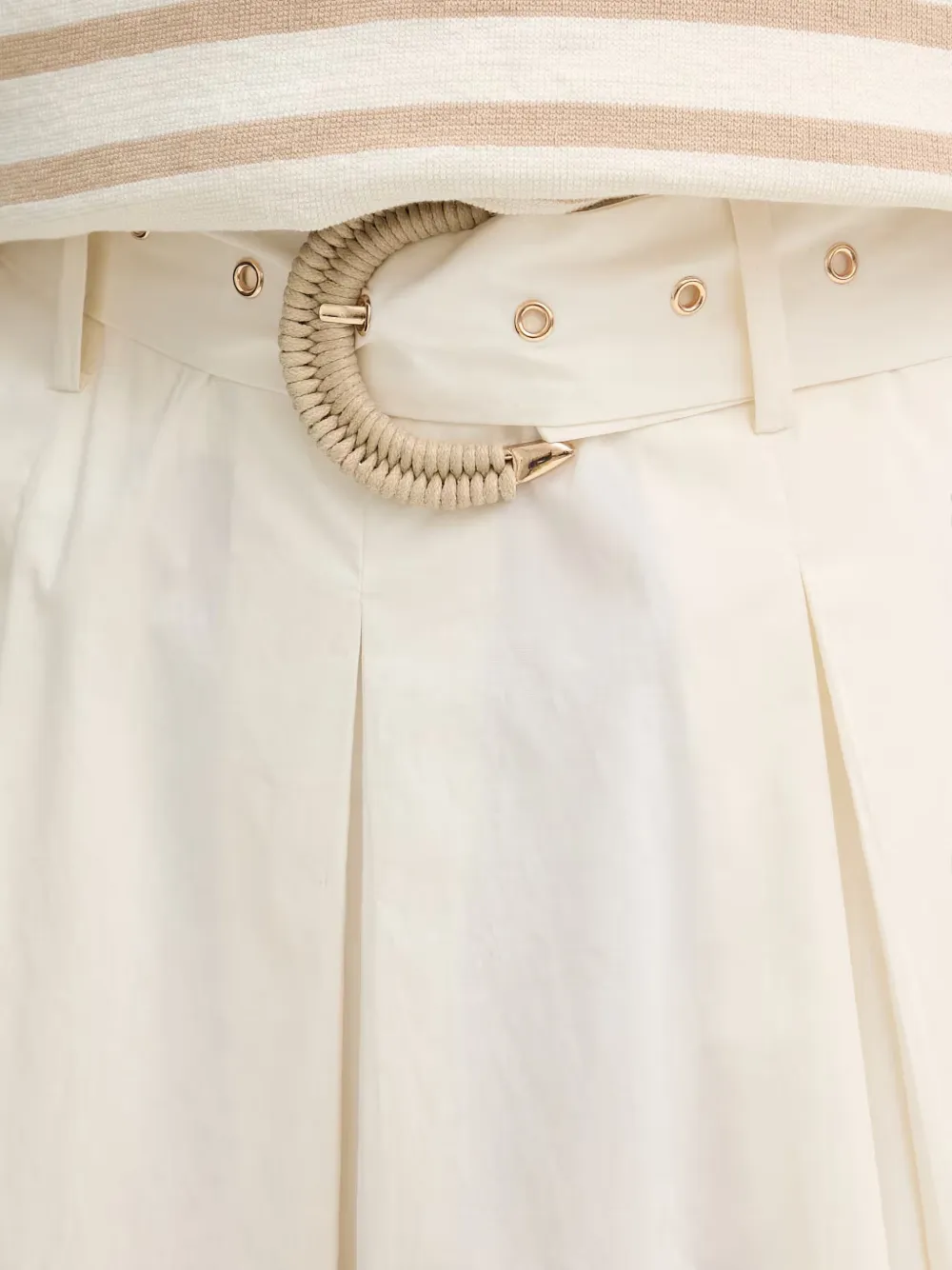 Gaudi Plooirok met ceintuur Beige