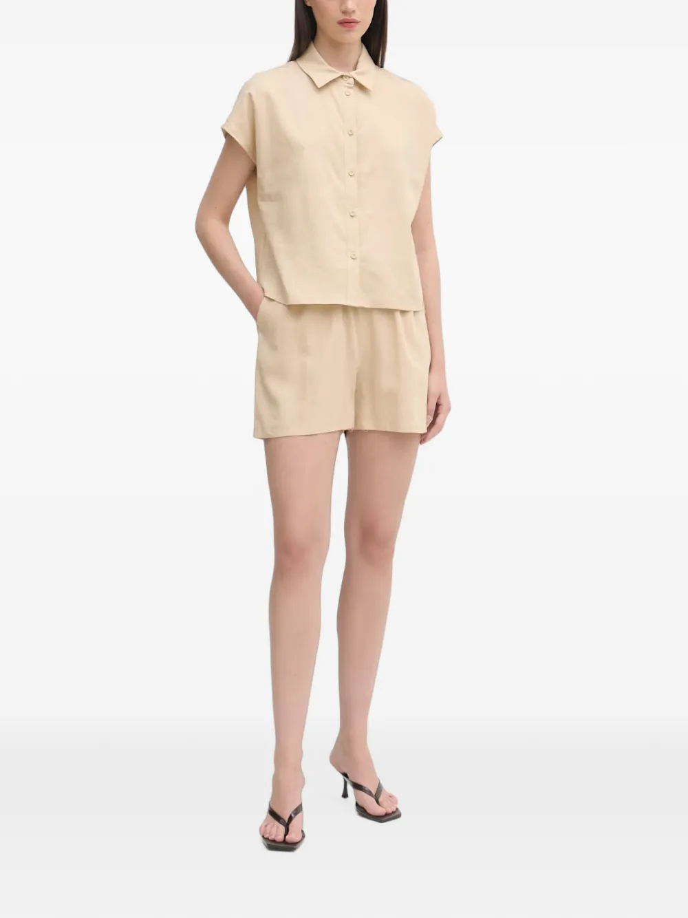Gaudi Shorts met trekkoordtaille Beige