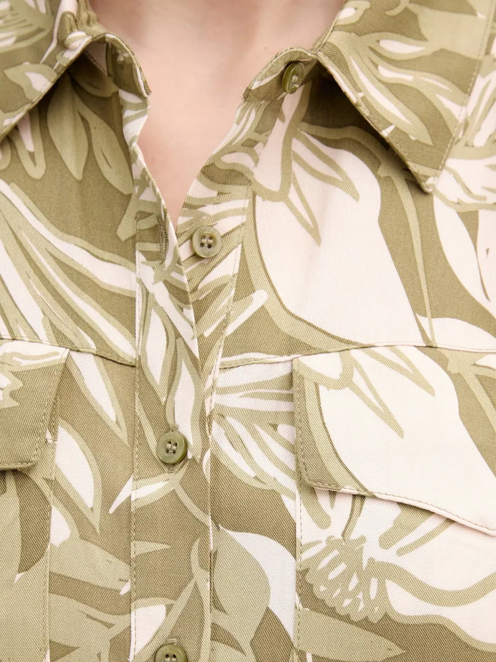 Gaudi Mouwloze blouse met bladerprint Groen