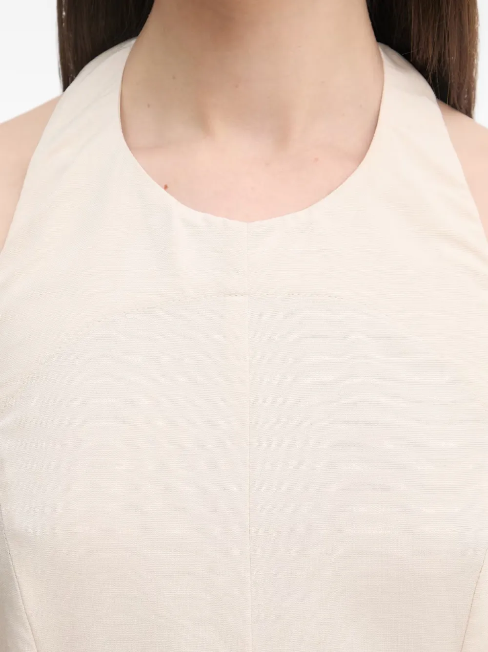 Gaudi Maxi-jurk met halternek en open achterkant Beige