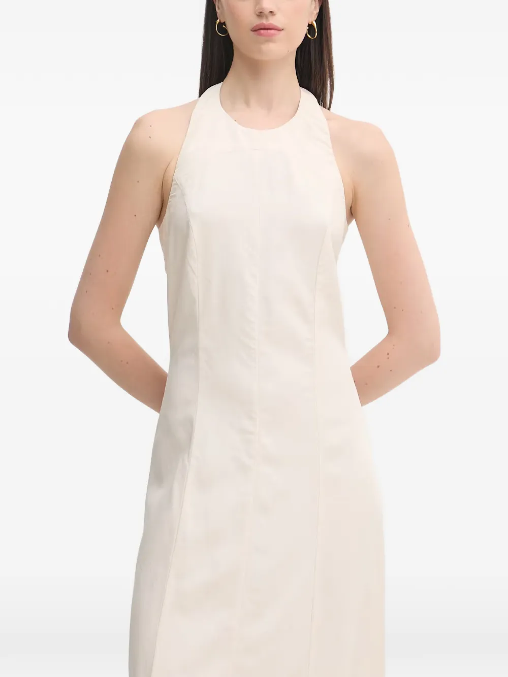 Gaudi Maxi-jurk met halternek en open achterkant Beige