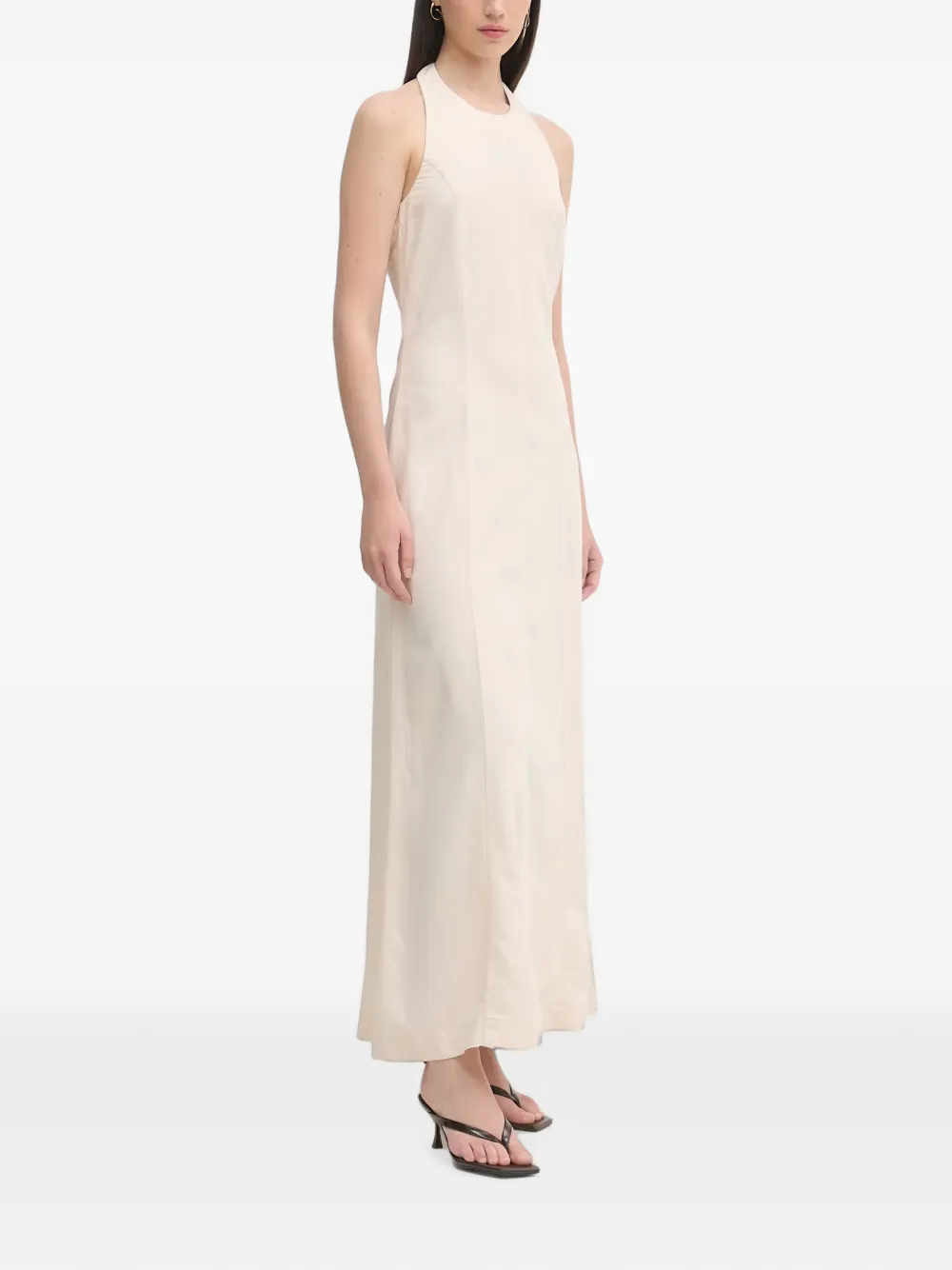 Gaudi Maxi-jurk met halternek en open achterkant Beige