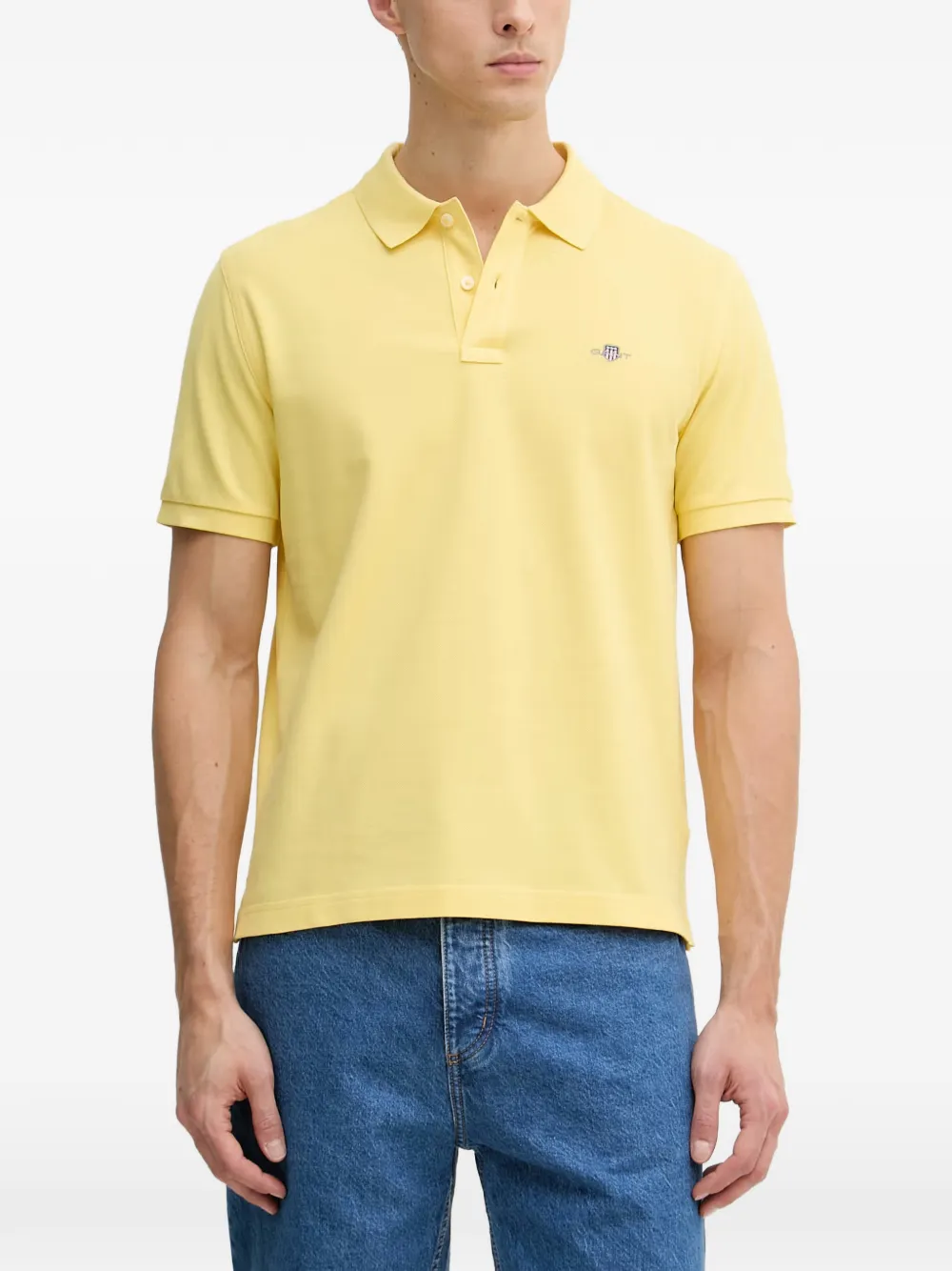 Gant logo-embroidered piqué polo shirt - Giallo