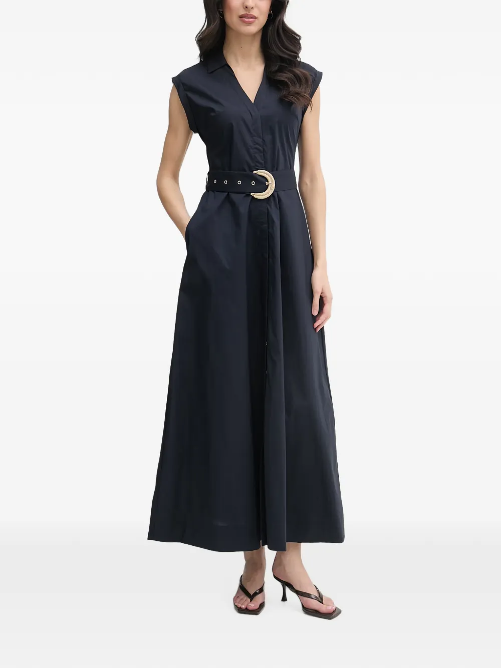 Gaudi belted sleeveless maxi dress - Blu