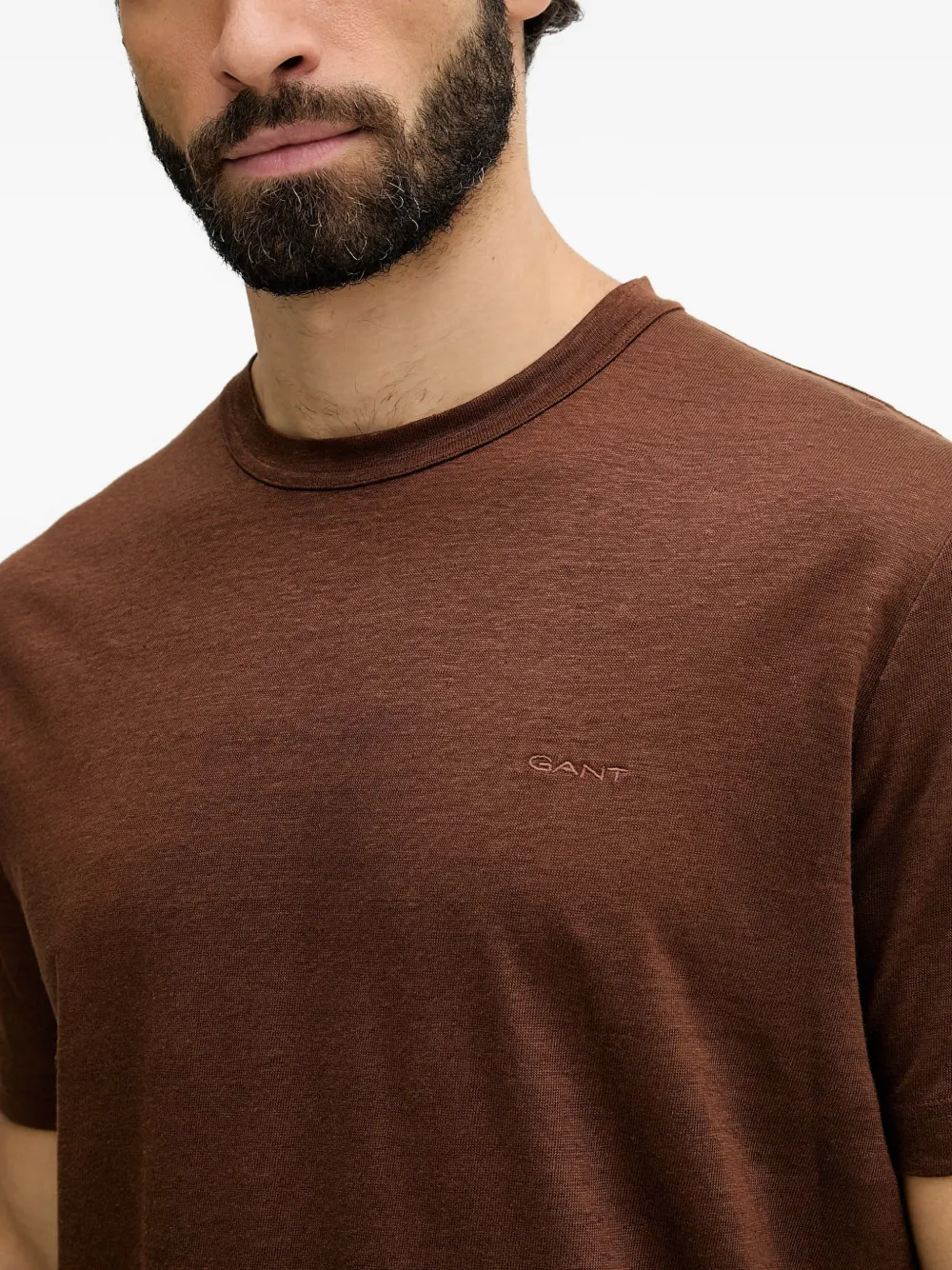 Gant T-shirt met geborduurd logo Bruin