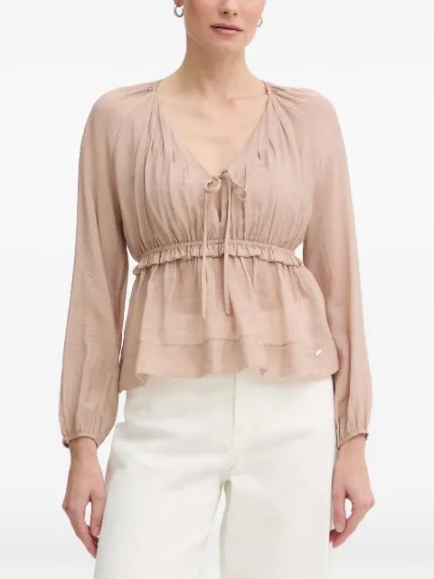 Gaudi bluse med peplum-kant og bindelukning