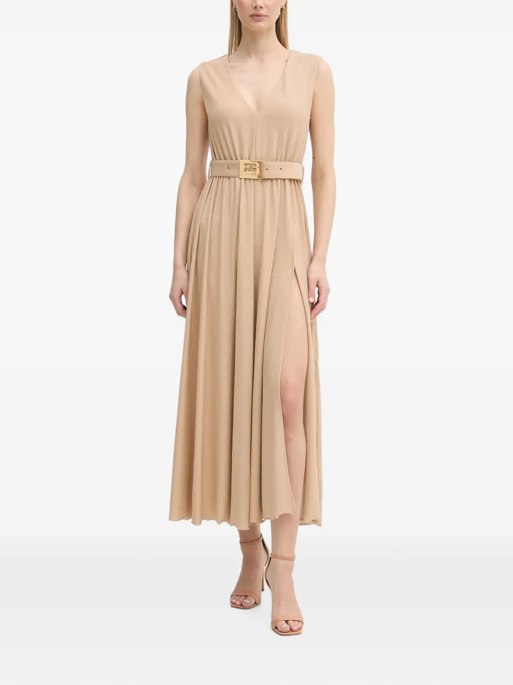 Gaudi belted sleeveless maxi dress - Toni neutri