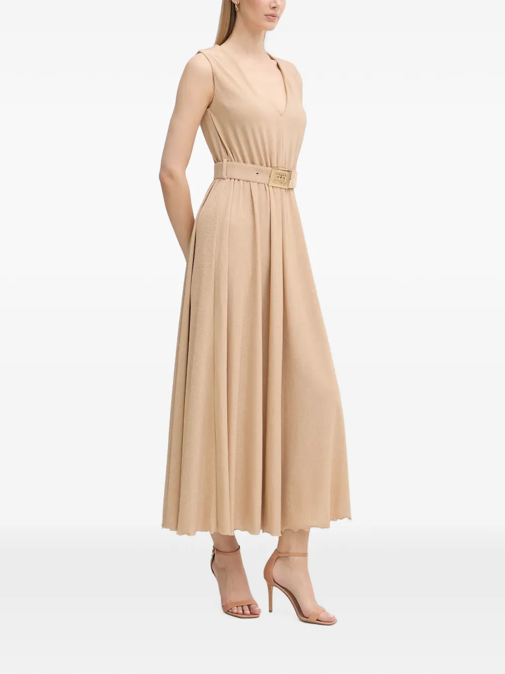 Gaudi Mouwloze maxi-jurk Beige