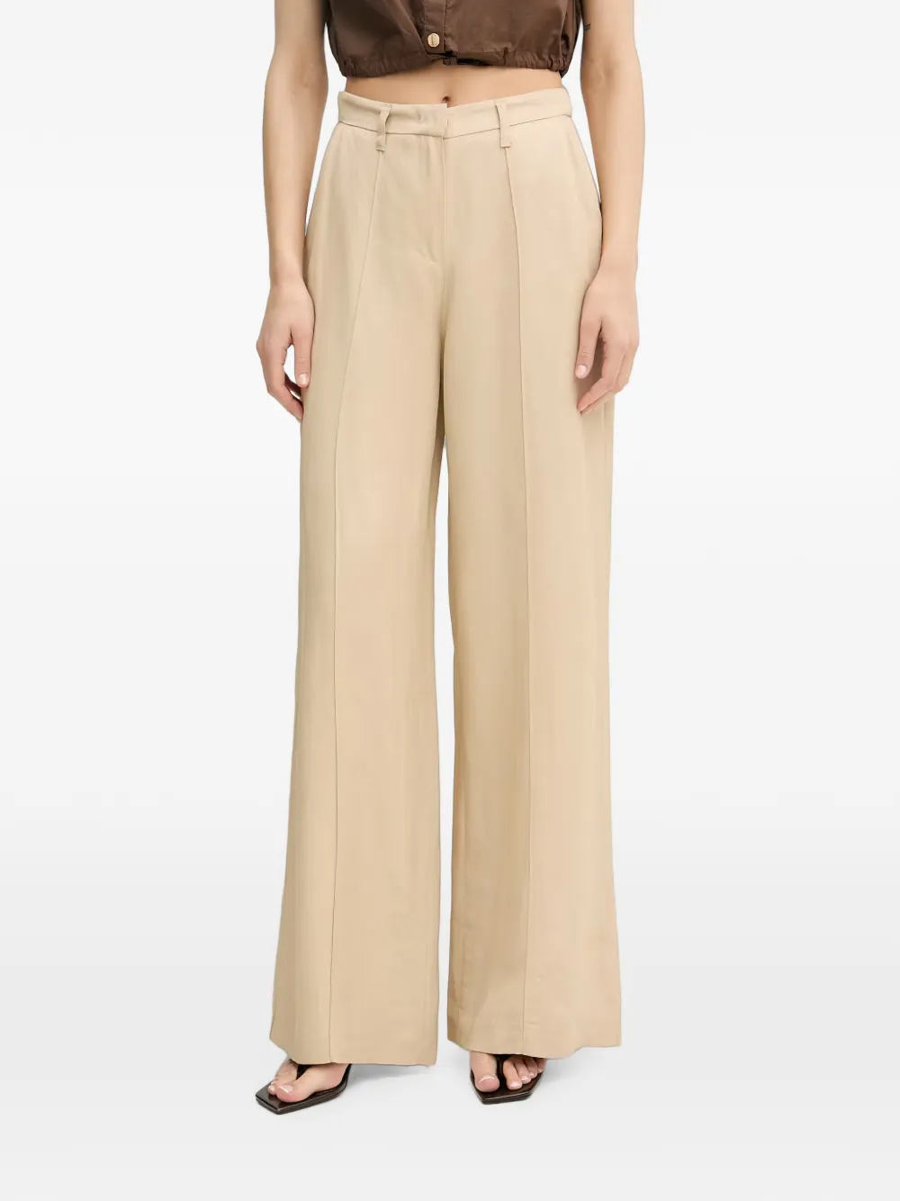 Gaudi pin-tucked wide-leg trousers - Nude
