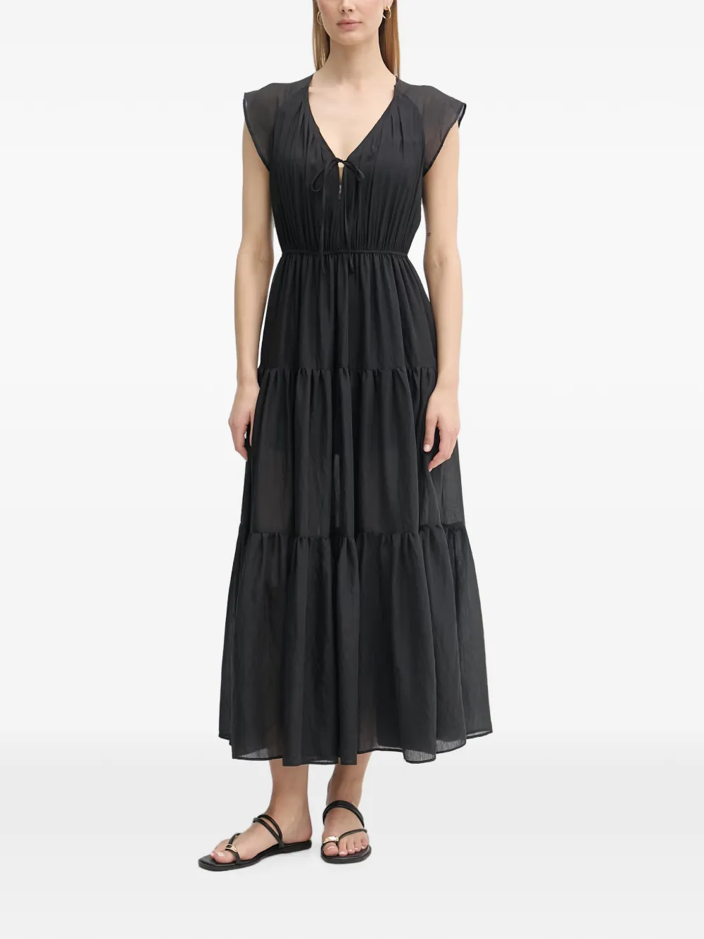 Gaudi tiered sleeveless maxi dress - Nero