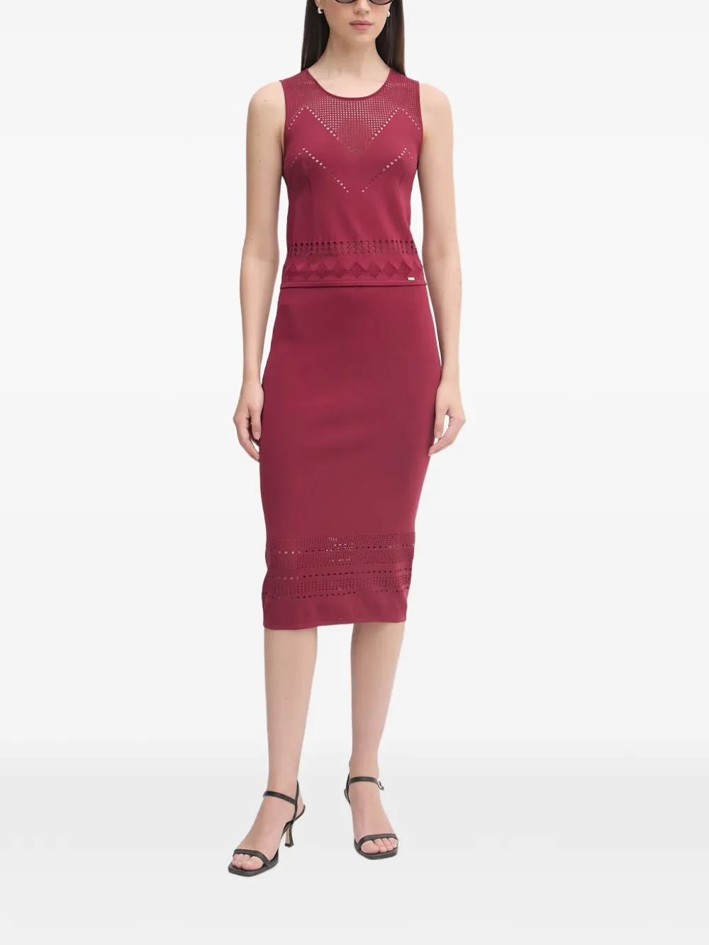 Gaudi Gebreide midi-rok met geperforeerde details Rood