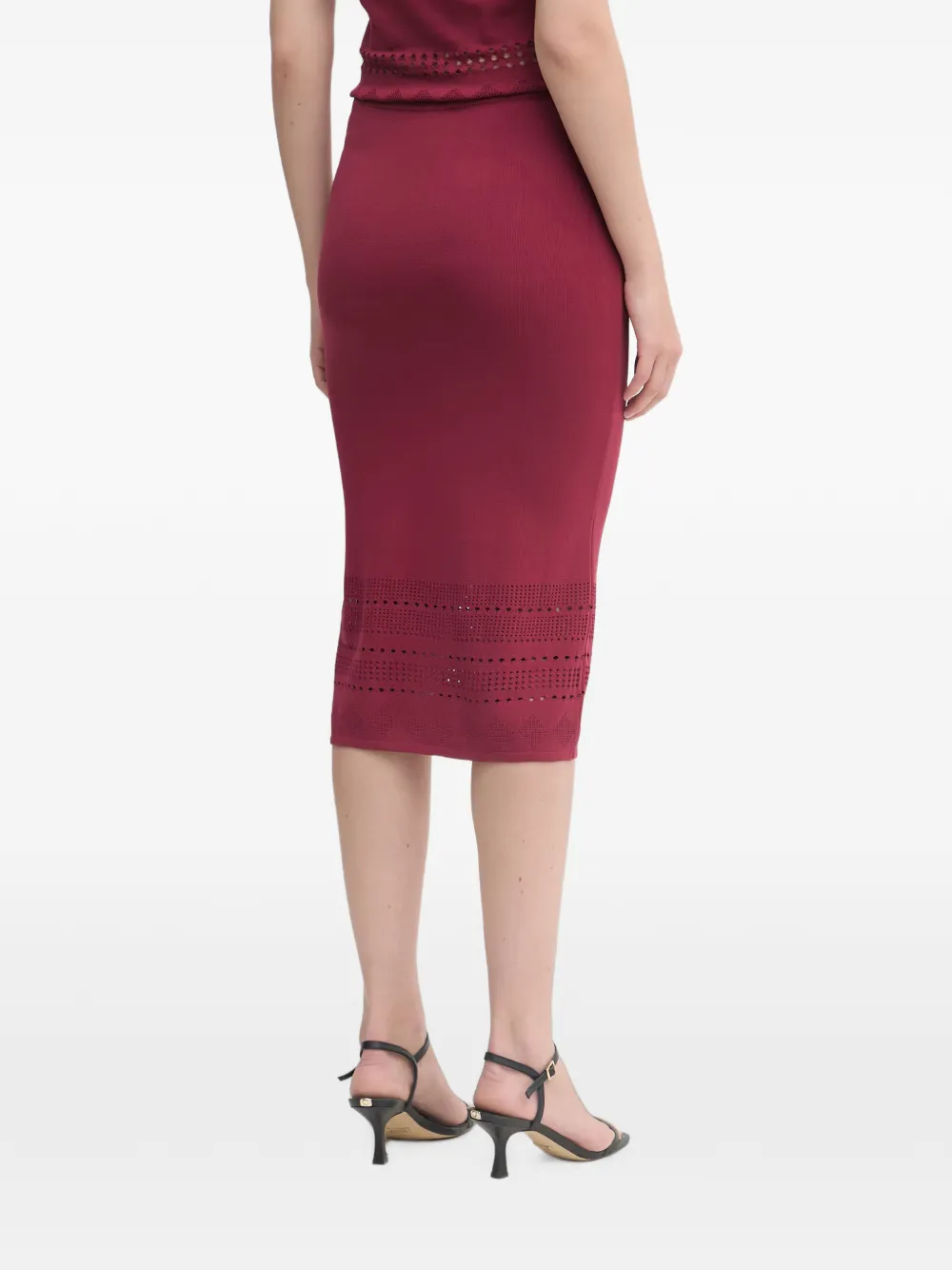 Gaudi Gebreide midi-rok met geperforeerde details Rood