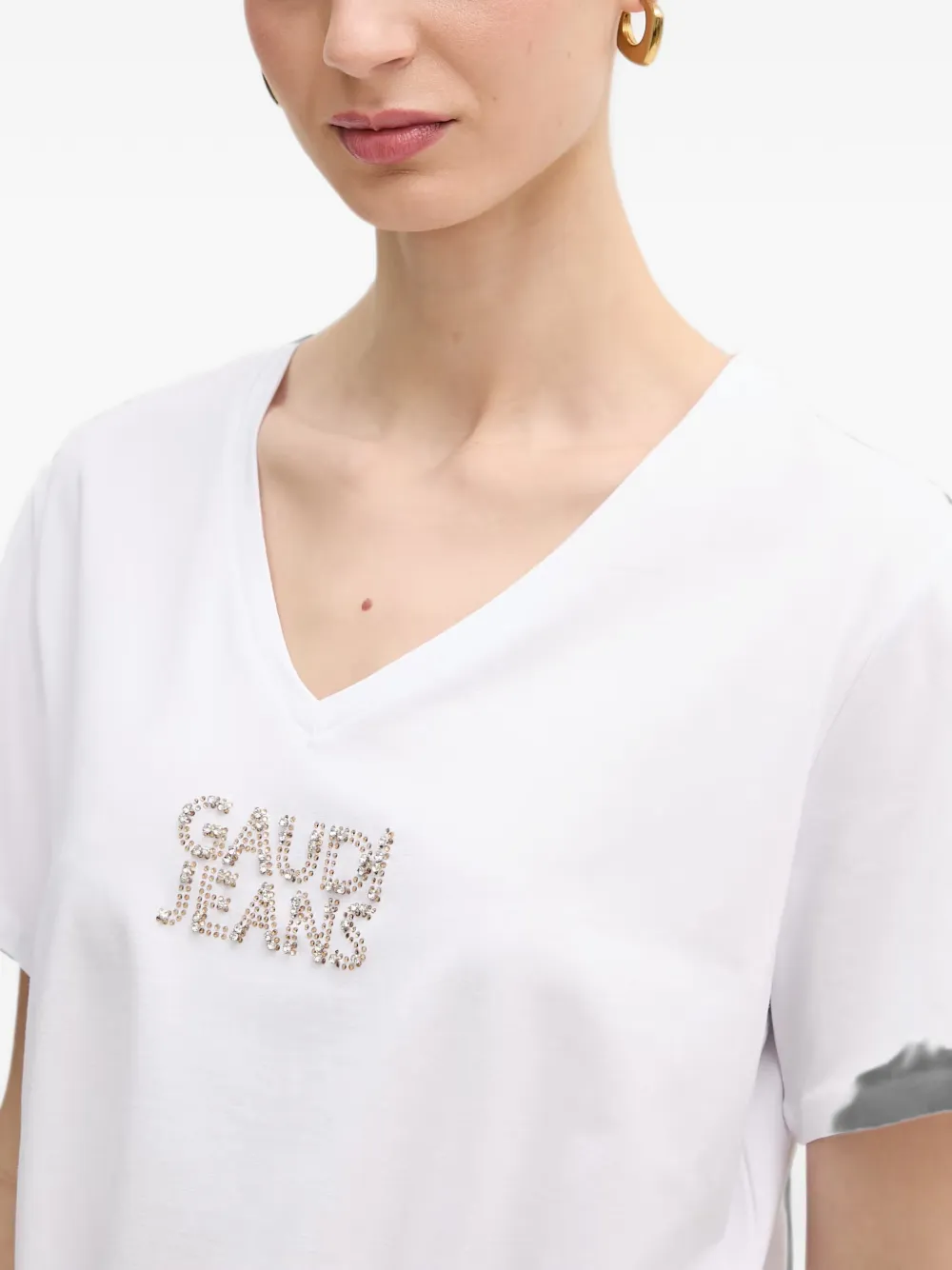 Gaudi T-shirt verfraaid met logo en geknoopt detail Wit